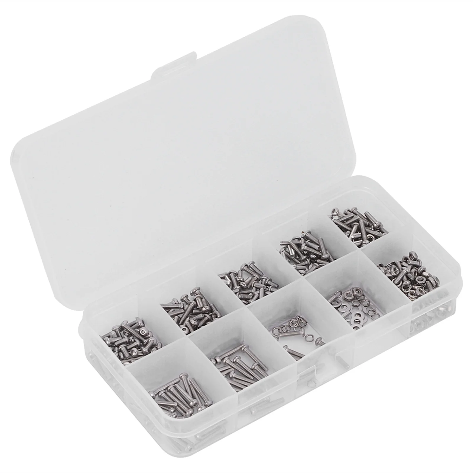 600Pcs Screw Nut Set 304 Stainless Steel Hex Socket Bolt Flat Spring Washer Fasteners