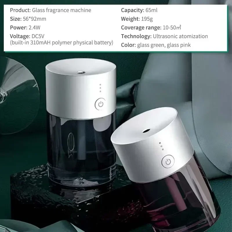Car Mini Portable Aroma Diffuser Electric Essential Oil Atomizing Diffuser USB Rechargeable Car Ultrasonic Aromatic Diffuser