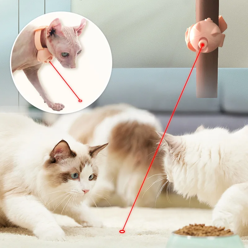 Pet Laser Teasing Cat Collar Infrared Rechargeable Teasing Cat Stick USB Charging Silicone Collar Automatic Self-help Pet Toys