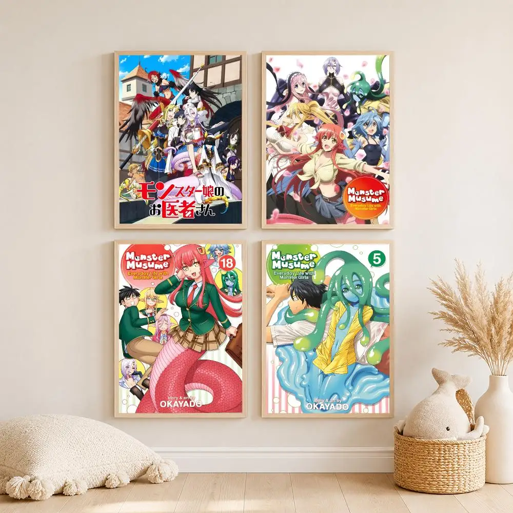 Classic Anime M-Monster Musume Poster Self Adhesive Wall Art Decor for Bedroom Living Room Office Home Decor Gift