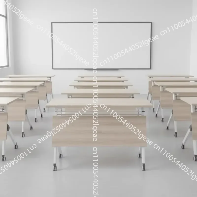 Adjustable Folding Training Table, Portable Wooden Board Table That Can Be Converted Into Modern Office and Household
