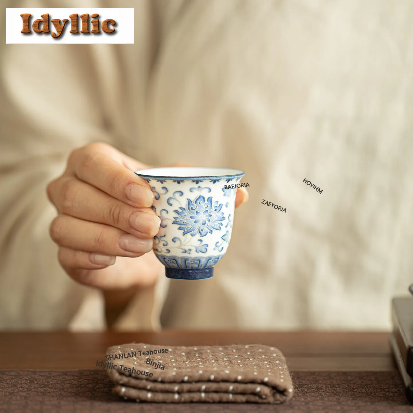 HOYIHM 50ml Silver-painted Lotus Branches Teacup Retro Tea Bowl Water Jug Tea-tasting Fragrance Cup Jianzhan Master Cups Tea Set