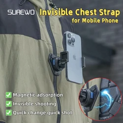 SUREWO Magnetic Invisible Chest Strap Quick Release Holder Fixed Bracket for Mobile Phone Outdoor Cycling Live Vlog Accessories