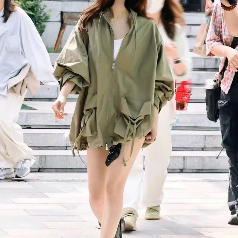 

Casual Military een Workwear Windbreaker Women's Faion Autumn Winter New Arrival Street Sle Long Sve Loose Fit Coat