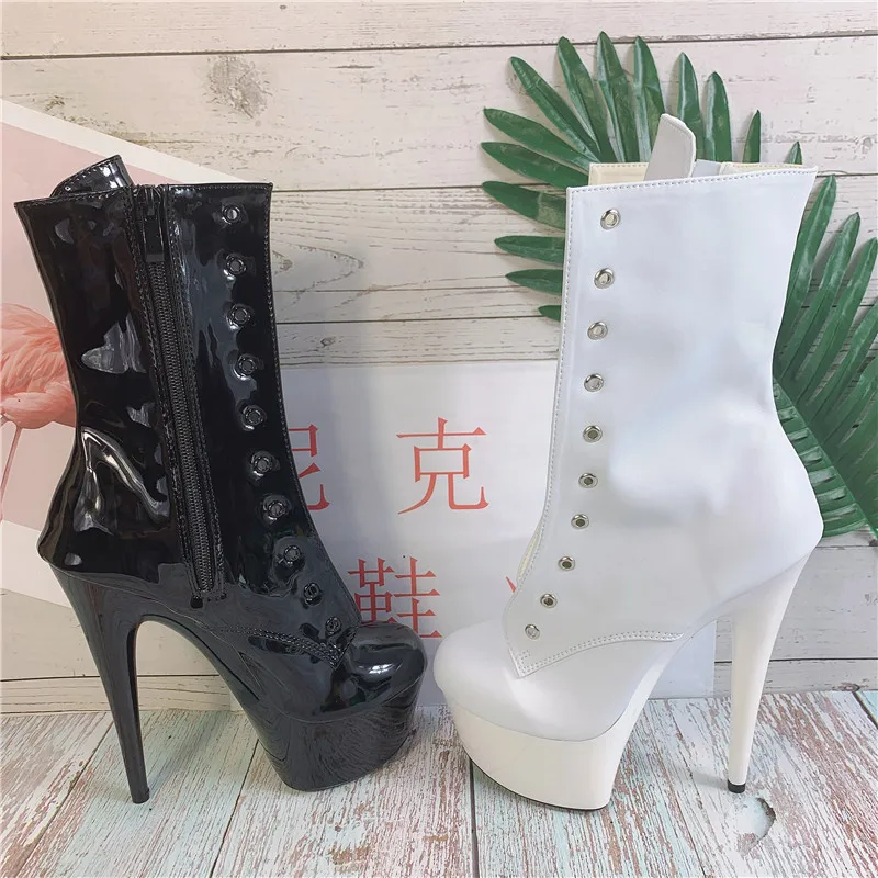 Sexy model 15 cm high heels boots, stage performance women's shoes, low boots, pole dancing shoes