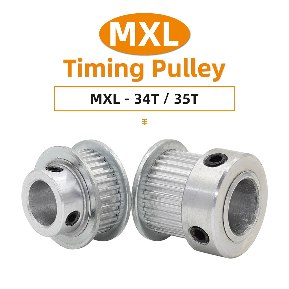 MXL 34Teeth 35Teeth Synchronous Pulley Wheel Bore 5/6/8/10/12/14 mm Aluminum Pulley For Width 6mm 10mm 15mm MXL Timing Belt