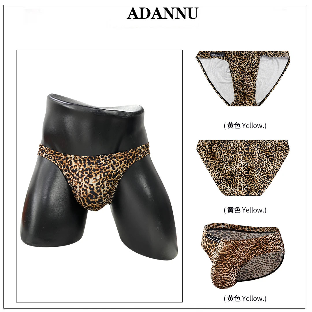 ADANNU coton Sexy hommes slips taille basse homme respirant Slip Jockstrap culottes hommes sous-vêtements Sissy imprimé léopard Gays slips