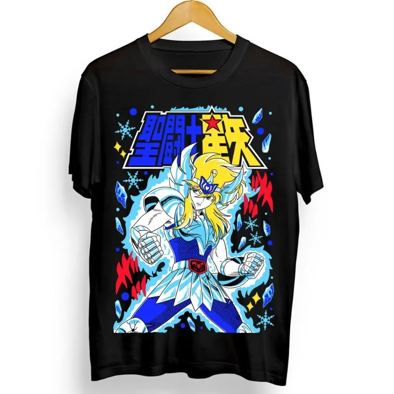 Trend Summer Cosplay Neutral Black and White Hyoga Saint Seiya T-shirt Knights of The Zodiac Ikki Manga Anime Shun Shiryu Tee