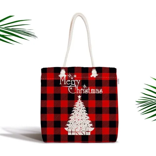 RealHomes Black Red Plaid Pattern Christmas Themed Zipper Modern Fabric Bag