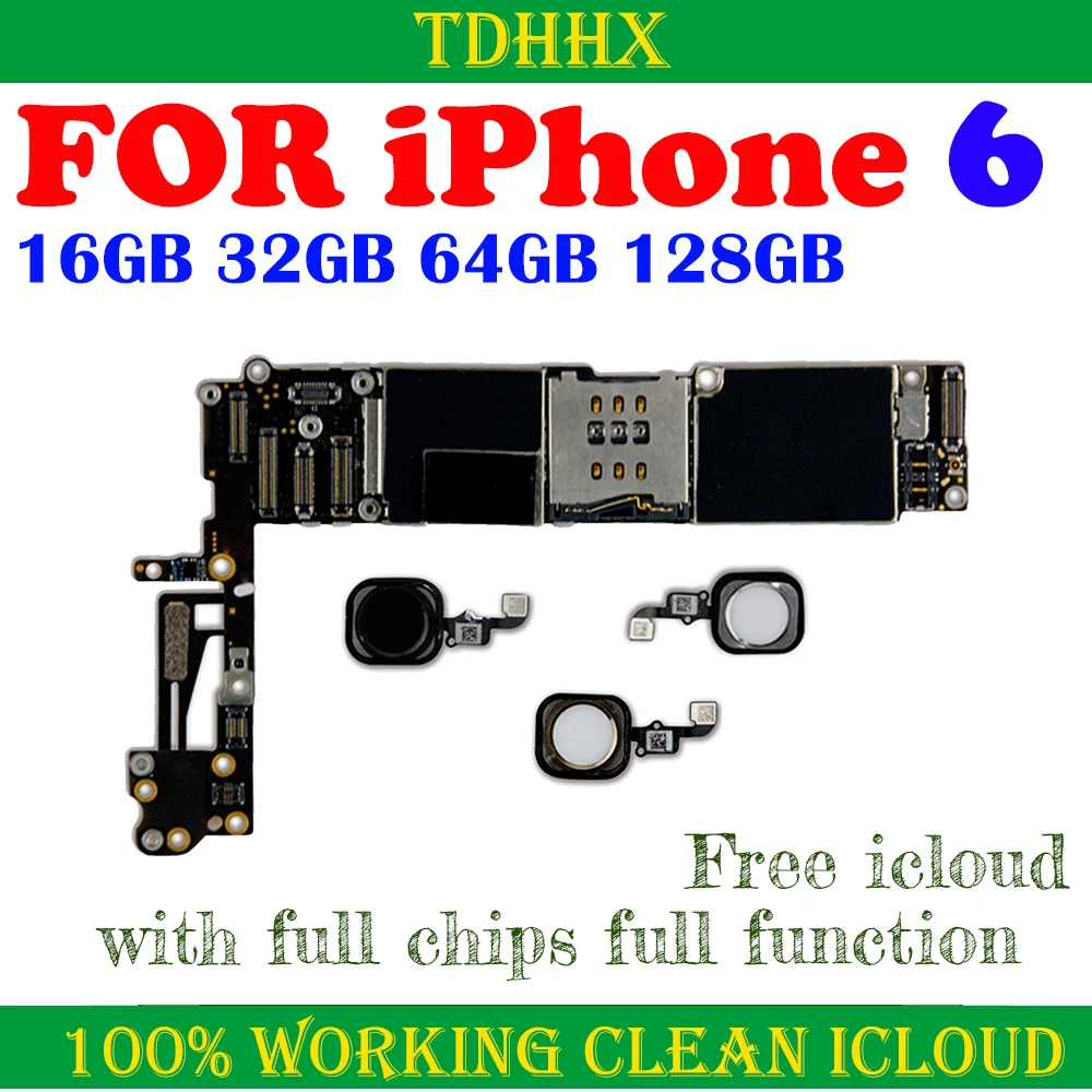 Mainboard Clean iCloud Working for iPhone 6 Motherboard With/Without Touch ID Plate Full TestedWith iOS System Logic Board