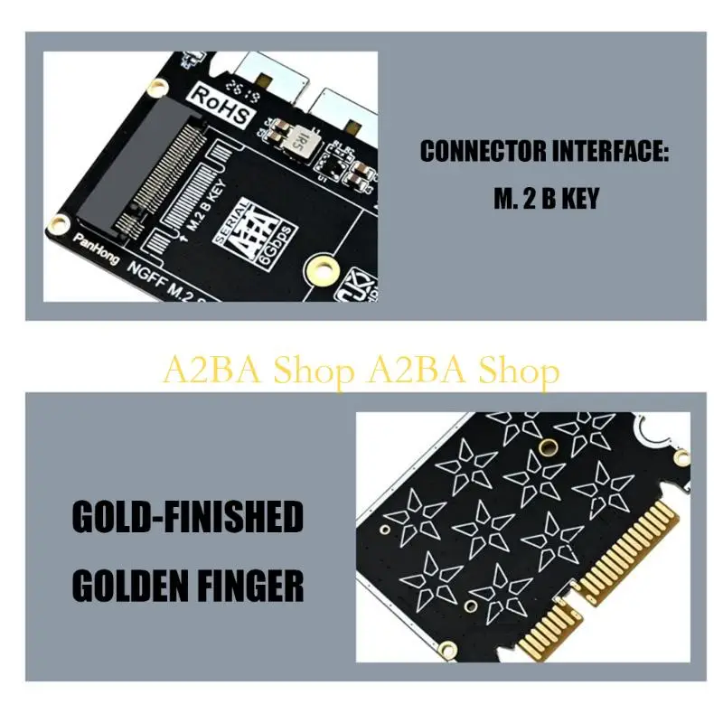 A2BA Universal M.2 B 2242 SSDs To SATA3.0 Adapters For Multiple Operating Systems