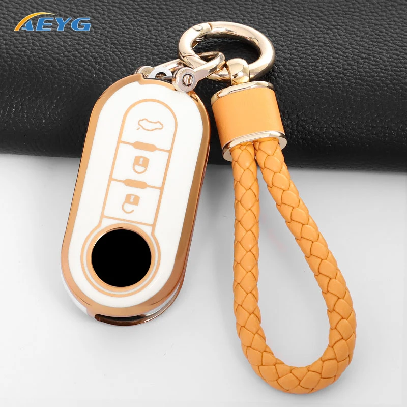 

TPU Car Flip Key Case Cover Shell Fob For Fiat Ducato 500 500L Panda Grande Punto Lancia Musa Key Protector Accessories Keychain