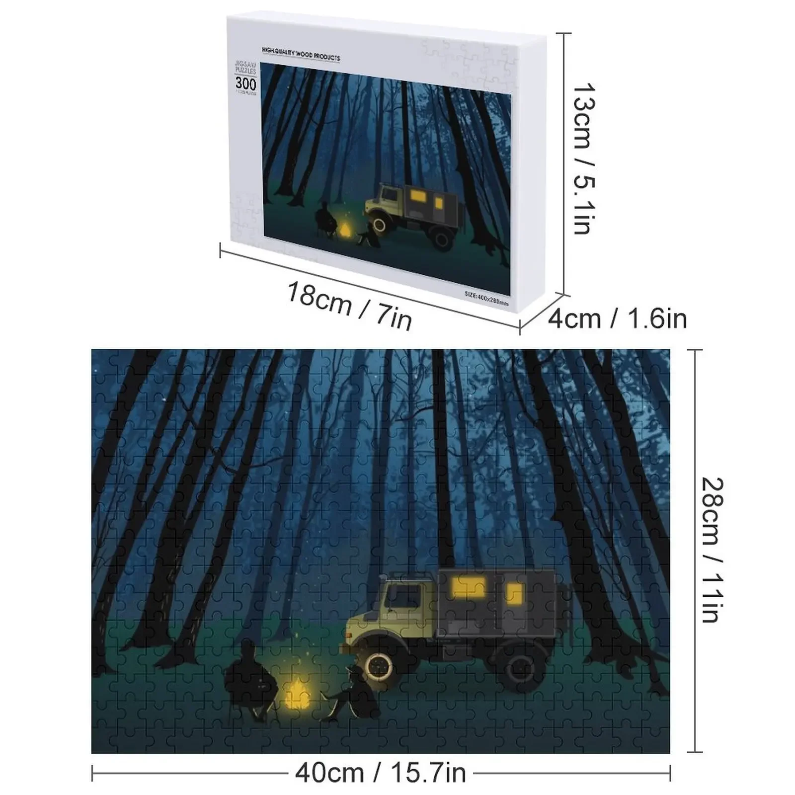 Crepúsculo Unimog Overlander bosque Camping rompecabezas juguete para bebé composición de madera para niños rompecabezas