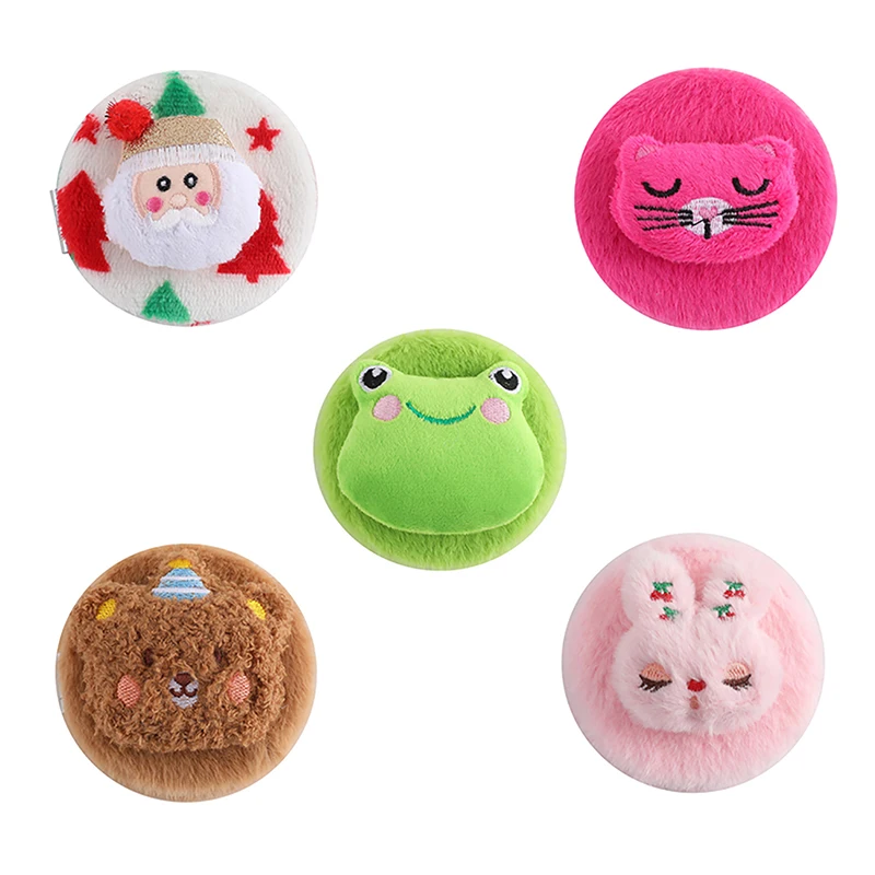 Cute Plush Mini Mirror For Girls Portable Foldable Travel Compact Pocket Make Up Round Mirror Women Student Dressing Tool