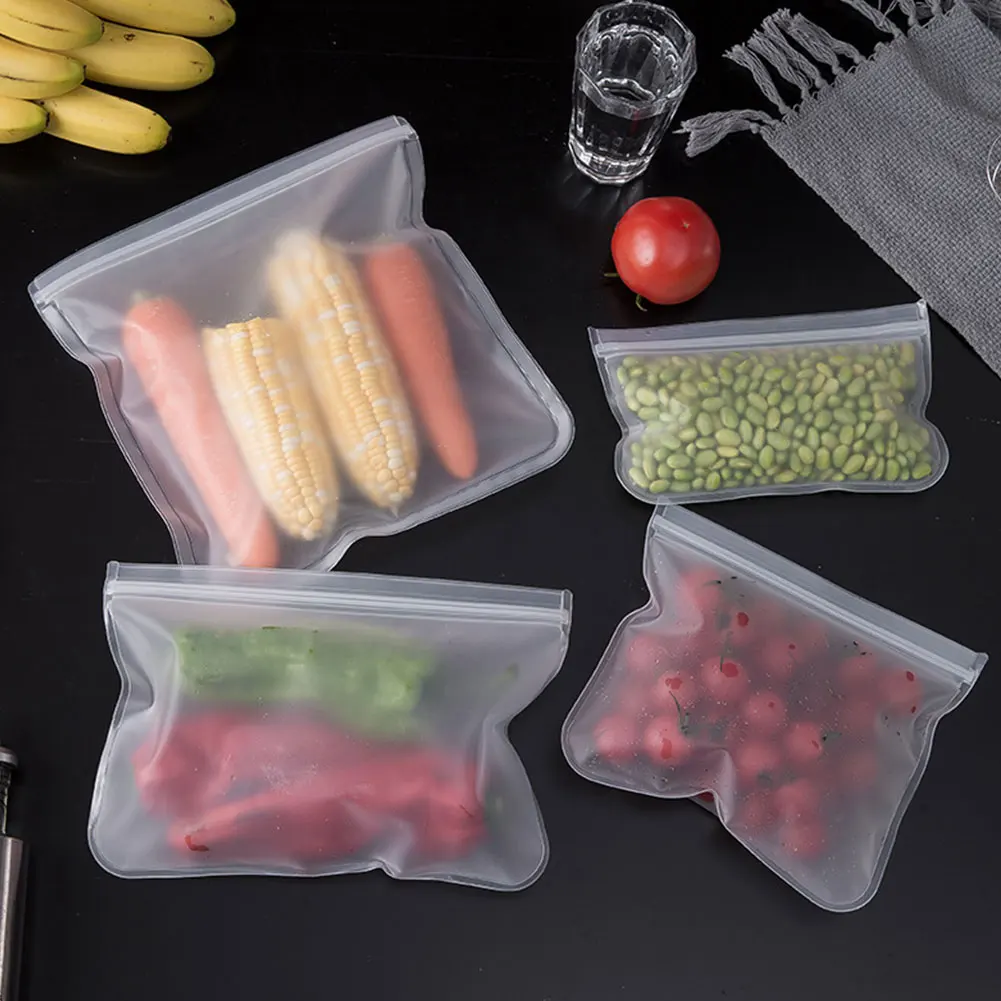 12pcs  Reusable Food Preservation Bags Fruit And Vegetable Sealed Bags Stand Up Zip Shut Bag Cup Fresh Bag Food Storage Bag