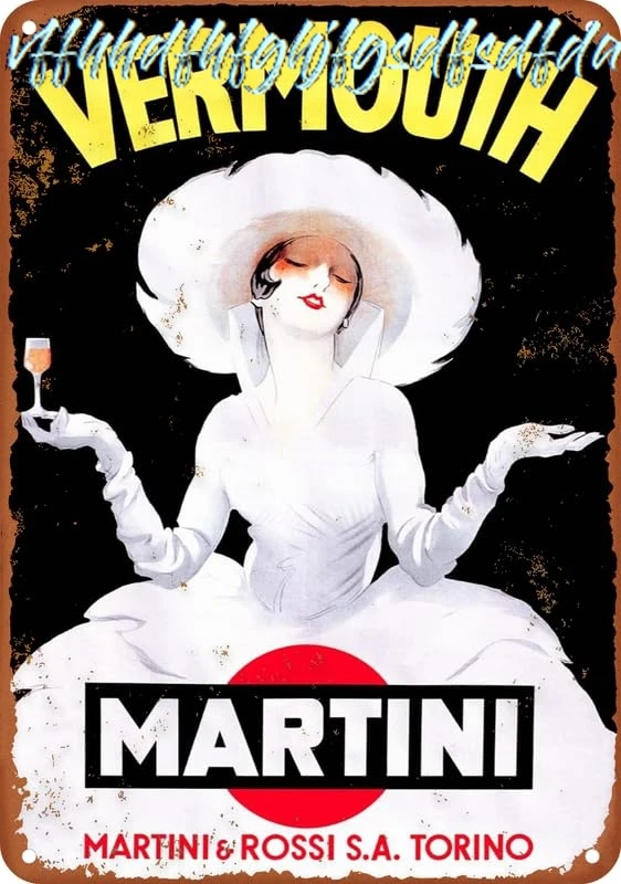 Fashion Lady Girl White Dress Vermouth Martini Italy Drink Bar Restaurant Vintage Metal Tin Sign Aluminum Signs Wall Art Ho sign