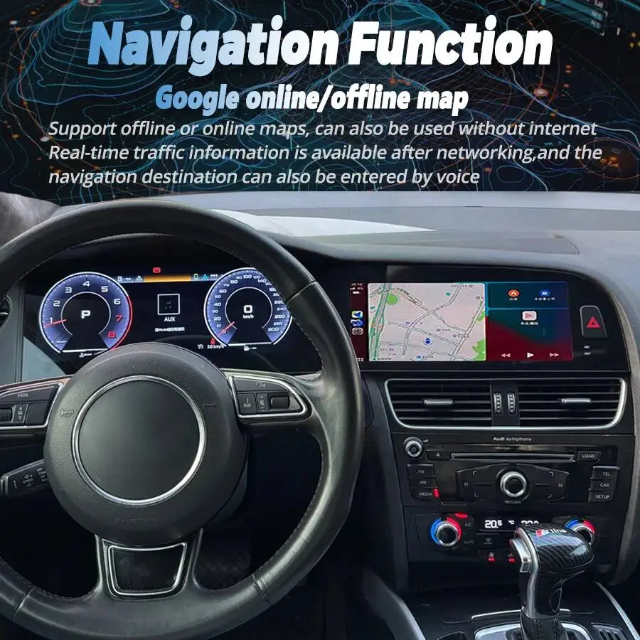 12.3+10.25" Android Auto Dual Screen For Audi A4 A5 A4L S5 B9 RS4 RS5 Q5 2009-2016 Car Multimedia Bluetooth GPS Carplay DSP WIFI view 4