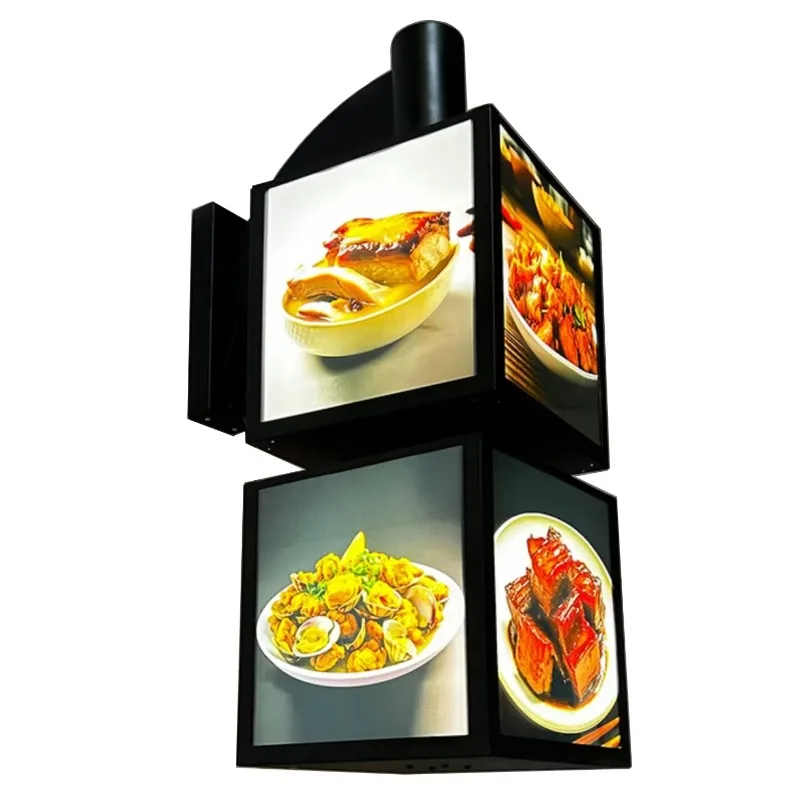 Shop facade side wall display catering dishes and menus billboards house signs