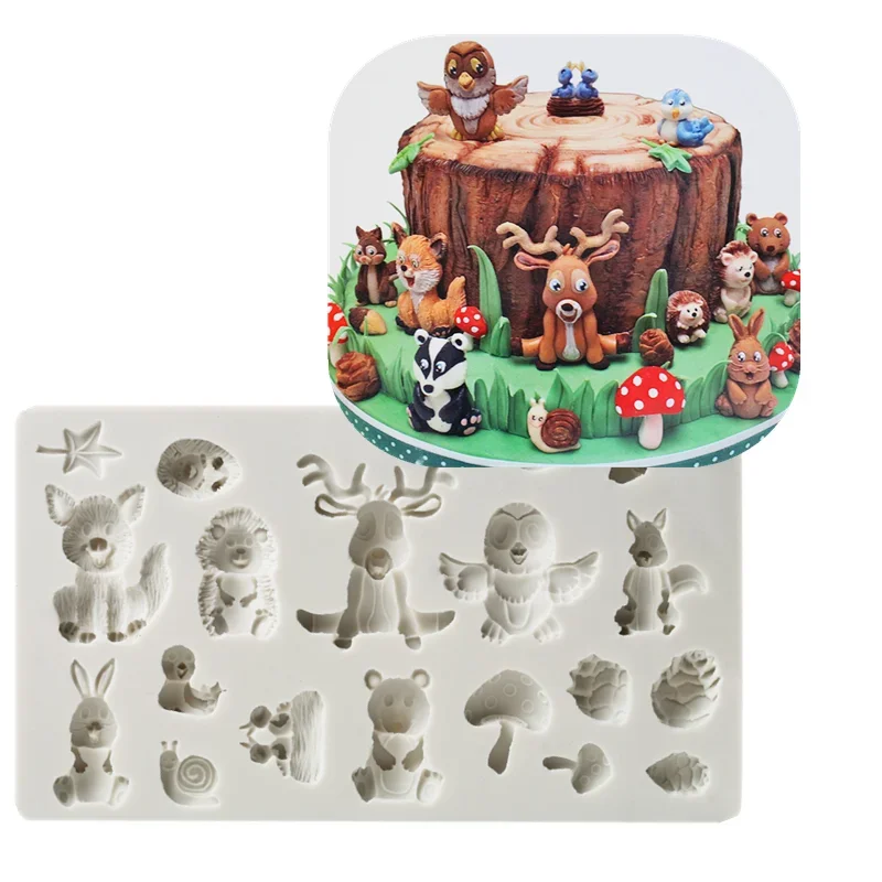 Cute Animals Silicone Mold Resin Kitchen Baking Decoration Tool For DIY Deer Mushroom Cake Chocolate Dessert Moulds Fondant