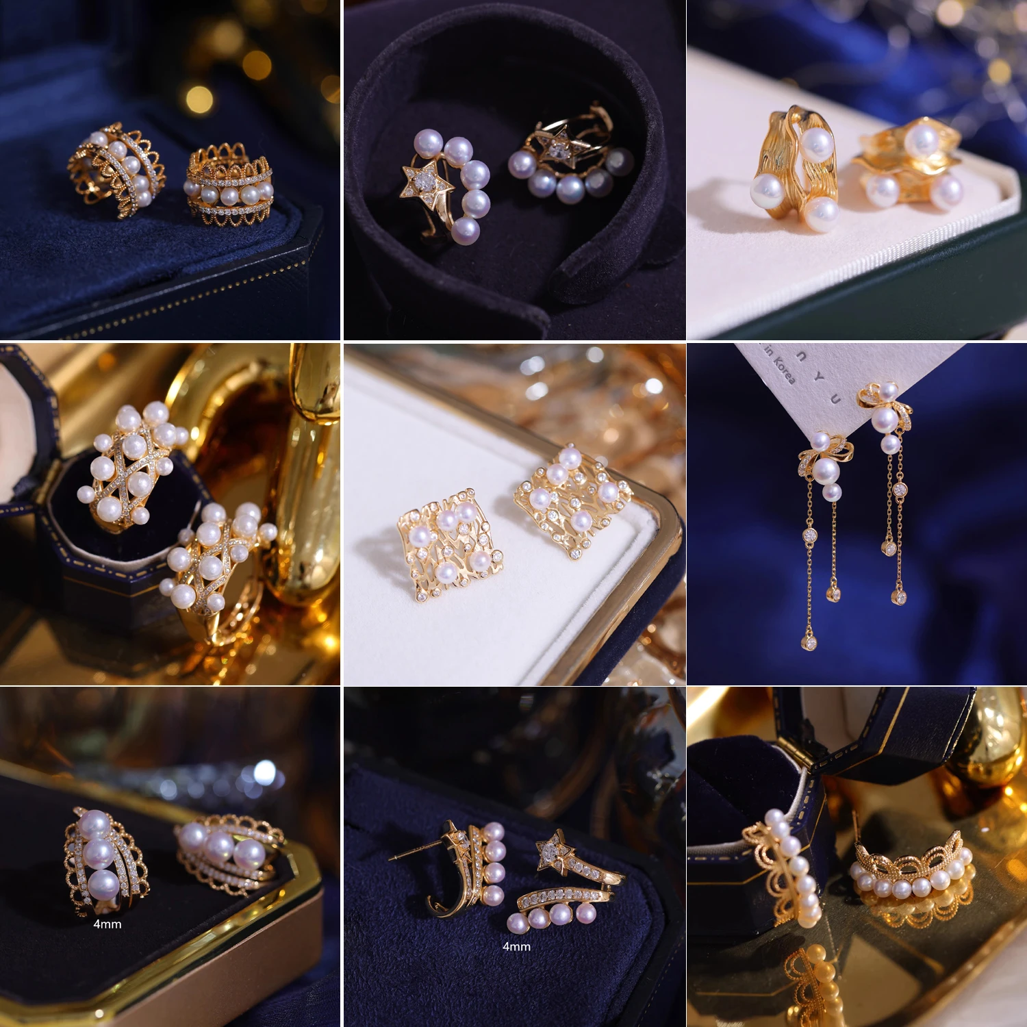 

MeiBaPJ 9 Styles Natural Nearround Small Pearls Fashion Stud Earrings Fine Wedding Jewelry for Women
