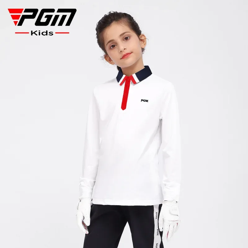 

PGM golf girls long-sleeved autumn and winter golf children's clothing college wind T-shirt soft