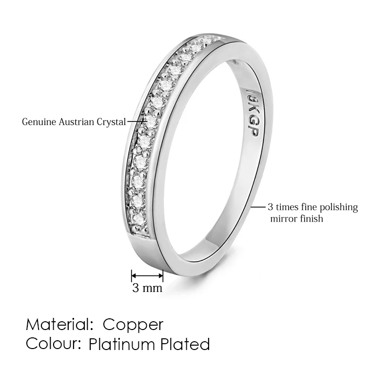 Simple 9 Stone Classic Silver Color Austrian Crystals Wedding Ring For Women Full Sizes Top Quality ZYR063