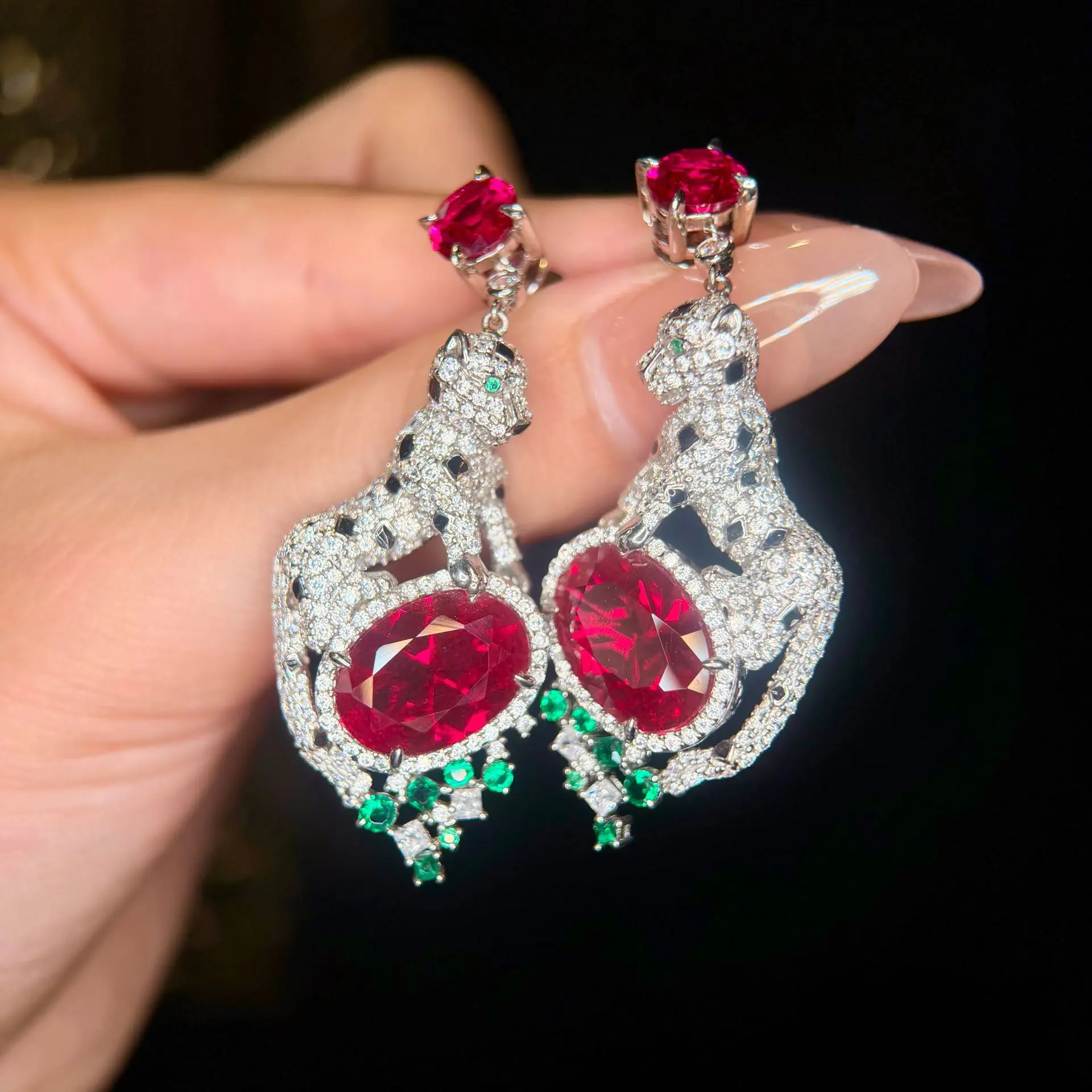 LabGrown Ruby Vintage Luxury Dangle Drop Earrings 925 Sterling Silver Engagement Anniversary Daily Gift Jewelry For Women