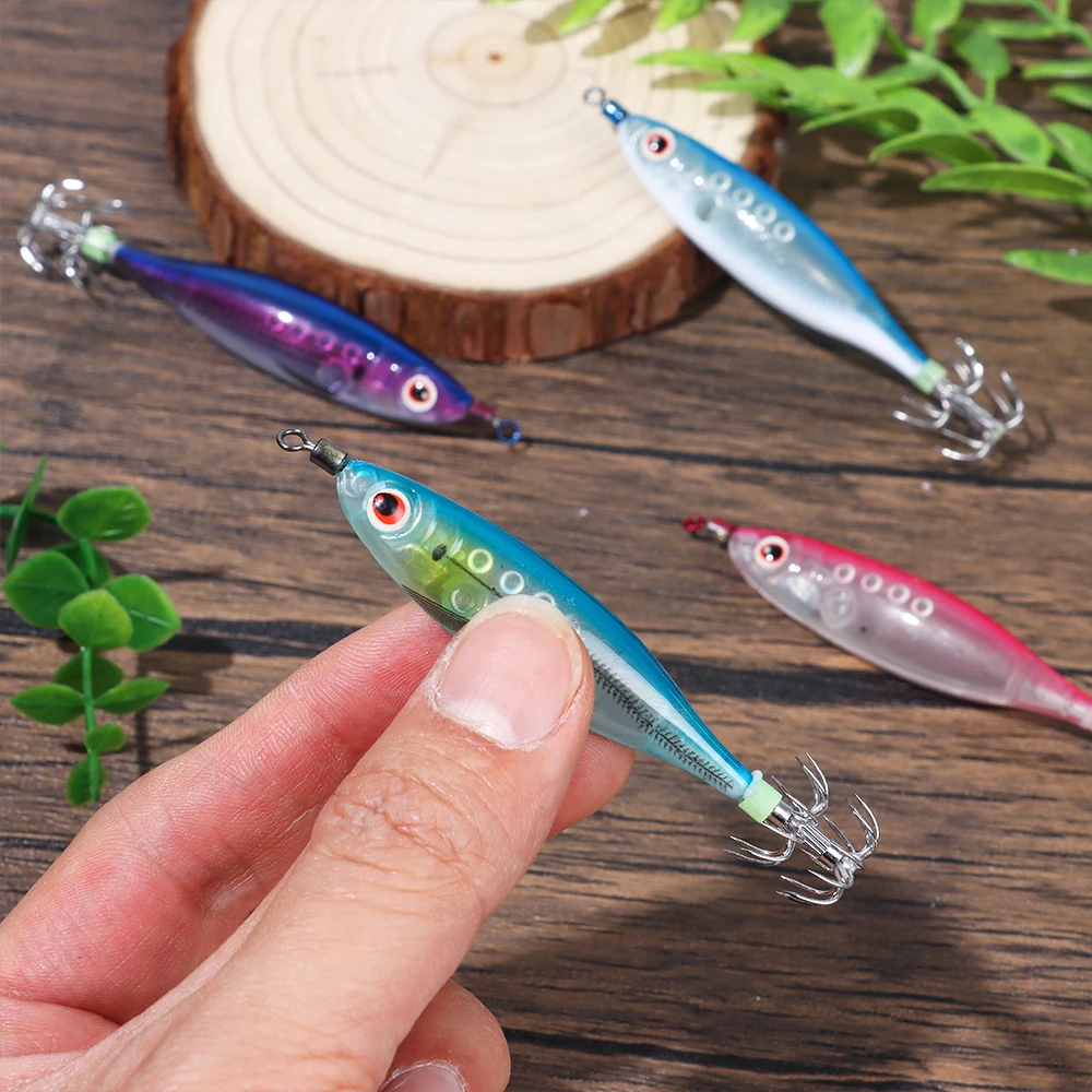 Simulation Jigs Lead Sinker Luminous Octopus Bait Fishing Tackle Wood Shrimp Lures Squid Hook