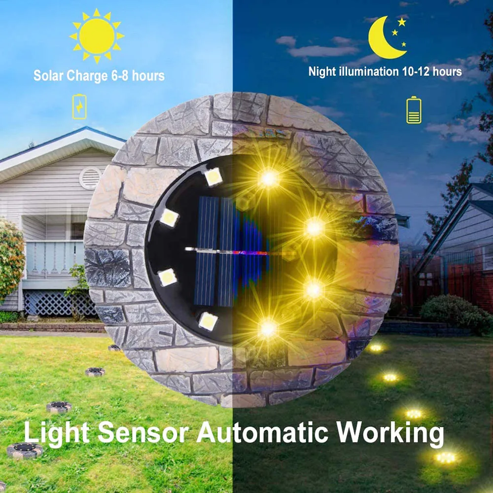 Imitação Mármore Luz Subterrânea Luzes Solares Exteriores Lâmpadas de Chão Embutidas Escadas Exteriores Lâmpada de Relvado Iluminação Paisagística