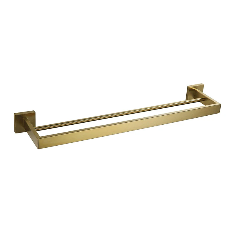 

Вешалка для полотенец из матового золота для ванной комнаты, настенные стержни из нержавеющей стали, простой квадратный дизайн, держатель для полотенец