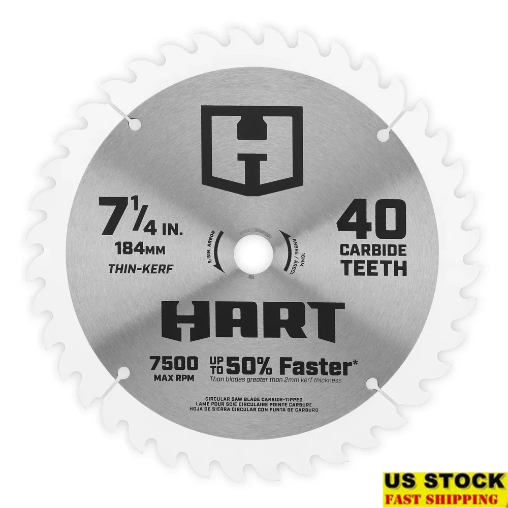 

7 1/4 дюйма, 40 зубьев, дисковая пила, тонкий кельф, с твердосплавным наконечником, идеальный очиститель, резки, прецизионная резка древесины, 5/8 дюйма, оправка