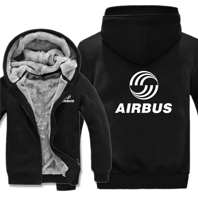 Winter Warm Airbus Zipper Fleece Thick Man Hoodies Airbus Sweatshirts Streetwear Men Coat Jacket