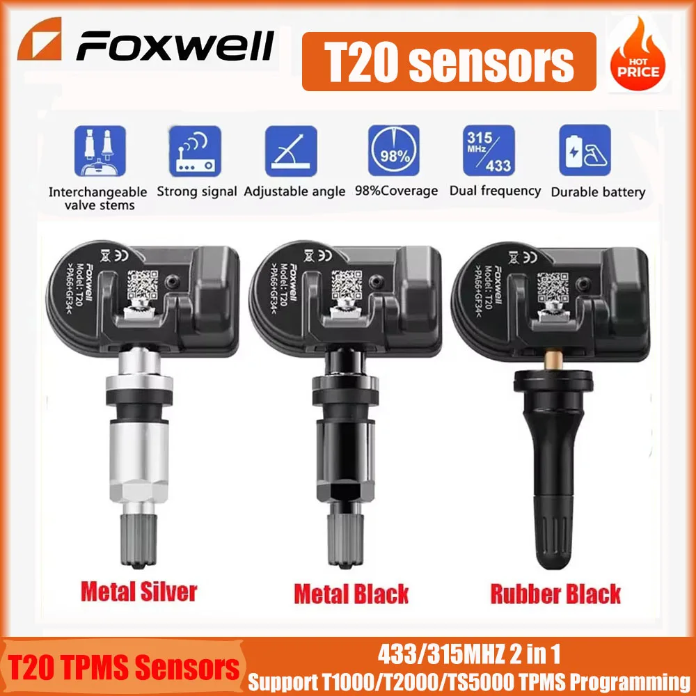 FOXWELL T20 TPMS Tire Pressure Sensor 433/315MHZ 2 in 1 Universal Activate Programming Tire Pressure Monitor System Repair Tool