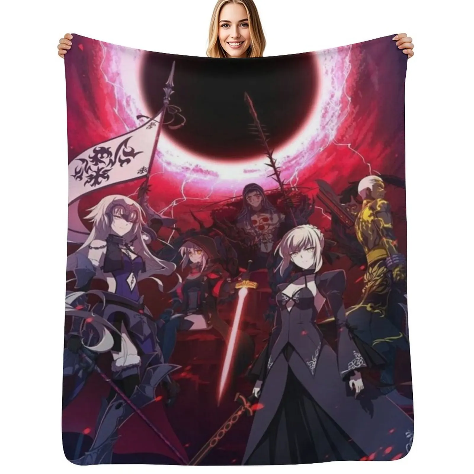 

Fate Stay Night Anime Throw Blanket Cozy Warm Blanket for Bed Room Decor