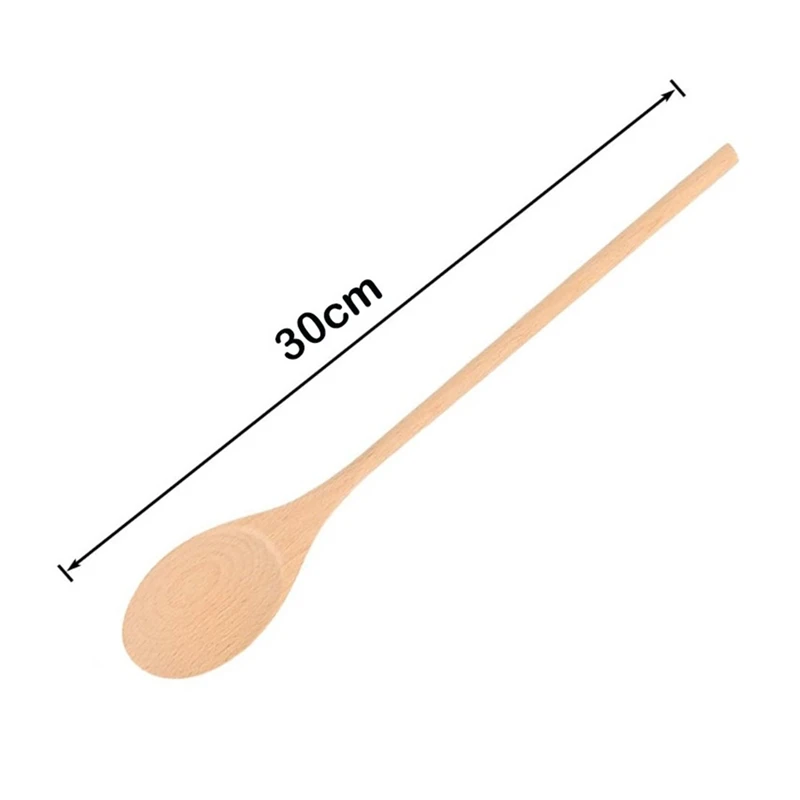 Cucchiai di legno da 6 pezzi per cucinare, cucchiai con manico lungo da 12 pollici per mescolare, mescolare alimenti, grandi utensili da cucina in legno