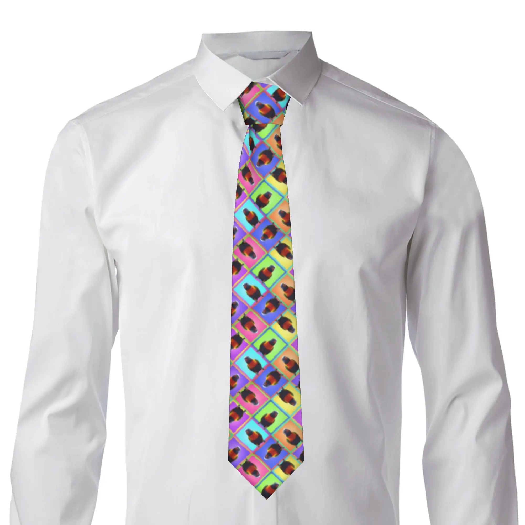 Fashion Rainbow Lorikeet Pop Art Patchwork Mosaic Neck Tie Mens Silk Cockatiel Macaw Parrotlet Neckties for Office Cravat