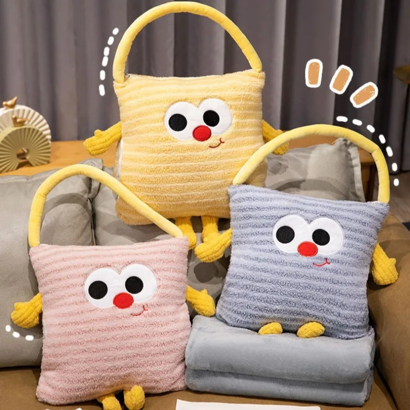 

Women Throw Pillow 2026 New Cartoon Anime Soft Comfortable Pillow Blanket 2 in 1 Foldable Portable Office Roll Blanket Cape