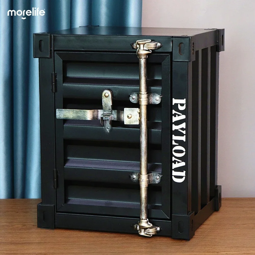 Industrial Style Nightstand  Container Locker Bedside Table Decoration Creative Small Storage Cabinet Bedroom Furniture K01