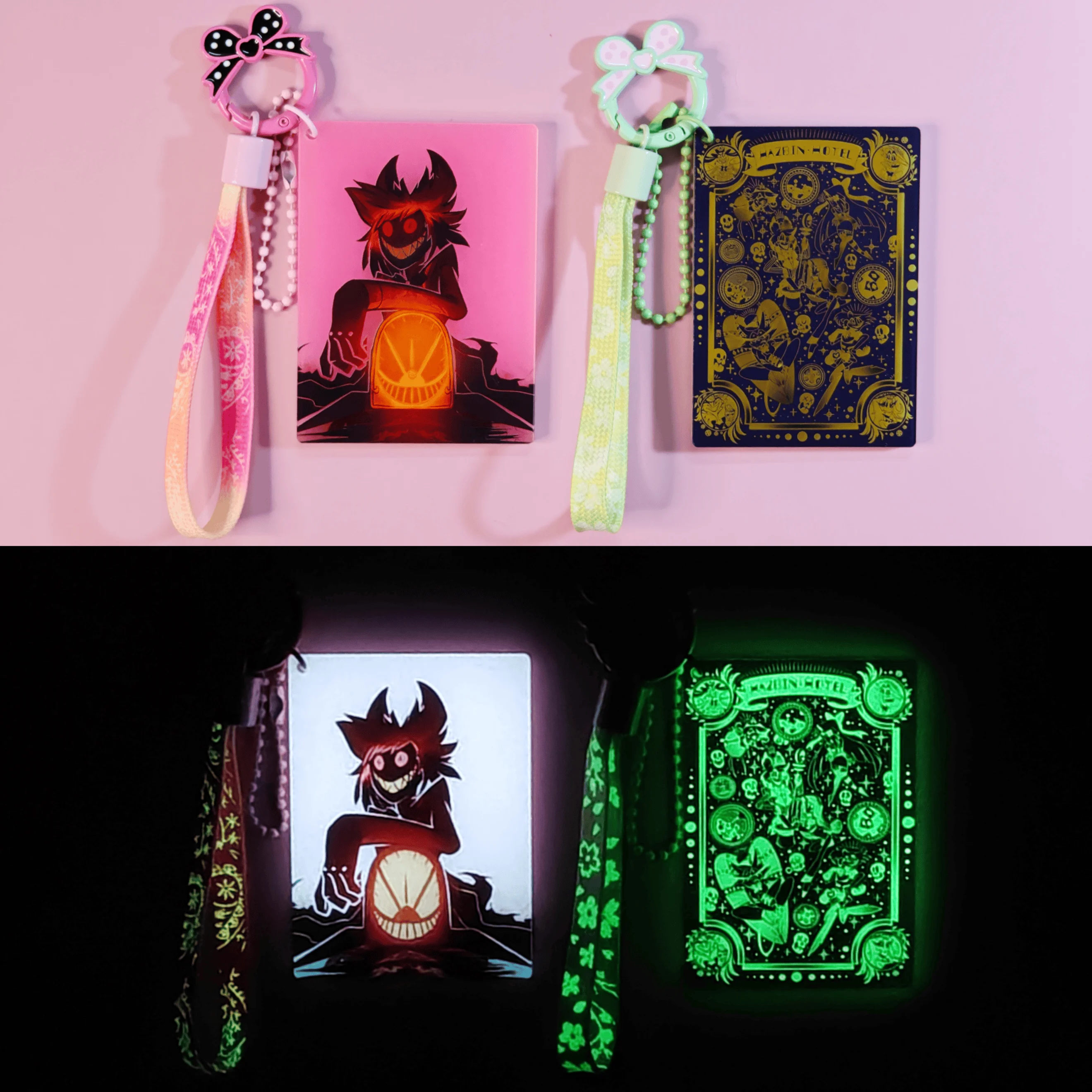 Lighting Decor Store - พวงกุญแจอะคริลิกเรืองแสง Hazbin Hotel อนิเมะ สะสมแสงได้ ใช้ตกแต่งกระเป๋าเป้