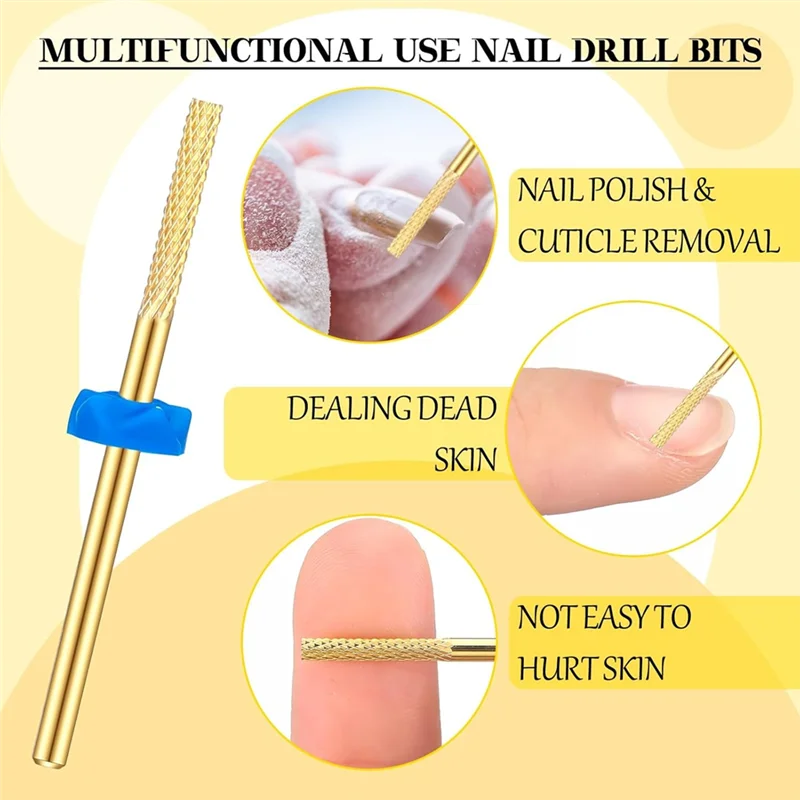 ABVJ-4Pcs Brocas de carburo para uñas Brocas para cutículas Removedor de cutículas eléctrico para manicura de limpieza de uñas, Oro