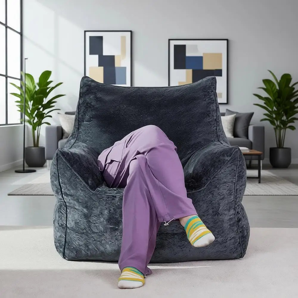 

Giant Bean Bag Chairs for Adults, Comfy Memory Foam Bean Bag Chairs with Armrest/Pockets, Lazy Floor Beanbag Chair for Kids Read