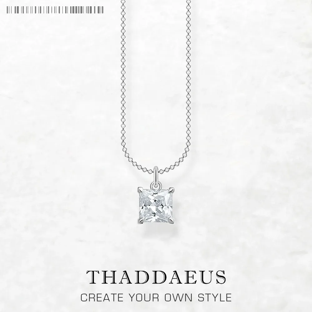 

White Stone Chain Pendant Summer Fine Jewelry Europe Romantic 925 Sterling Silver Gift For Woman