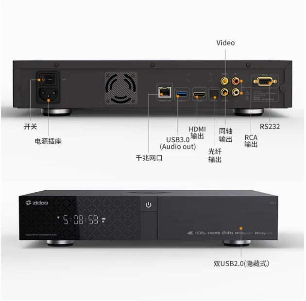 ZIDOO Z2000 PRO 4K Media Player, RTD1619BPD Chipset, Android 11 OS, Support HDR10+ and All HDR Technoly, Hidden HDD Bay and Ante