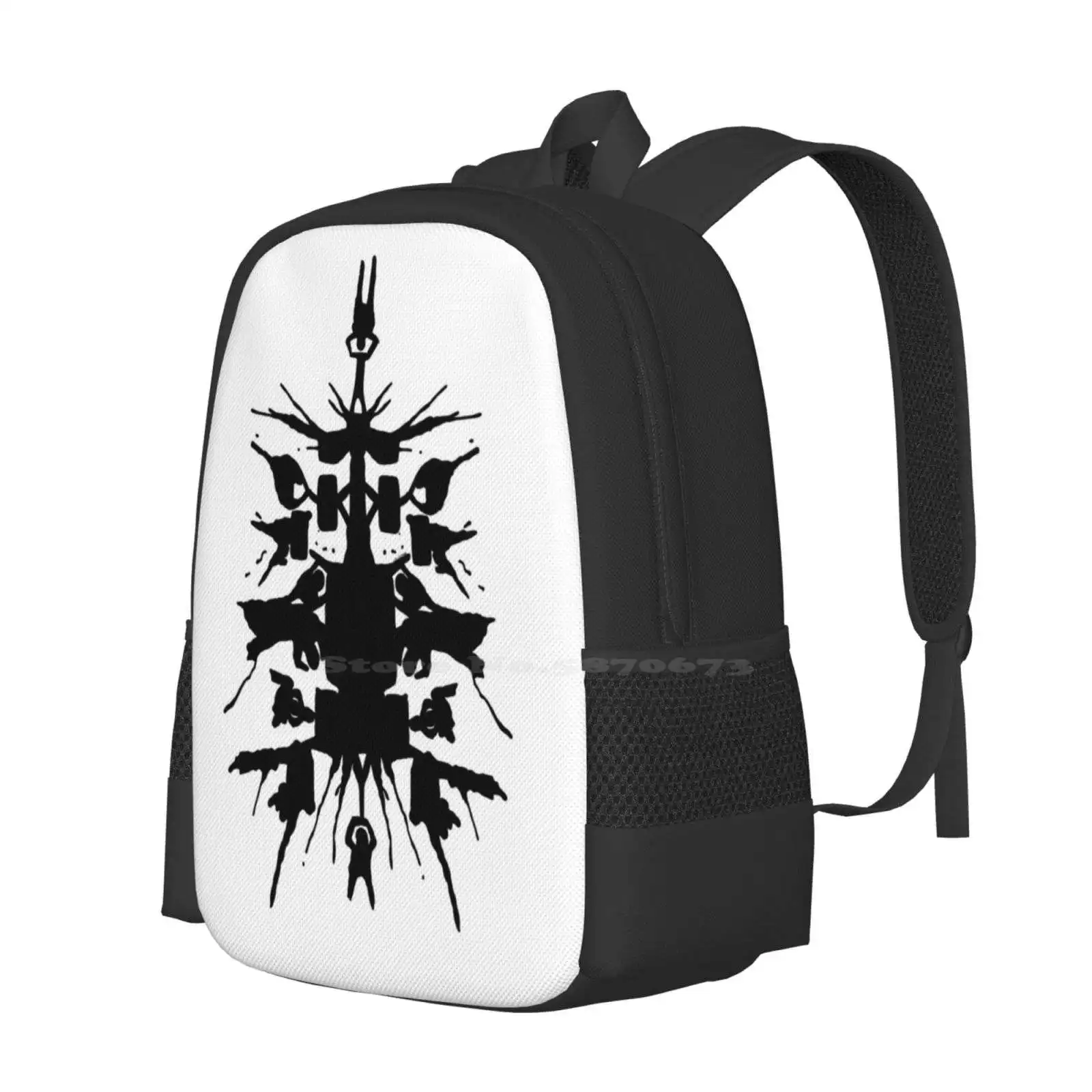 Racing Rorschach Pattern Design Laptop Travel School Bags Rorschachtest Inkblottest Racingart Pitstop Black White Lollipopman