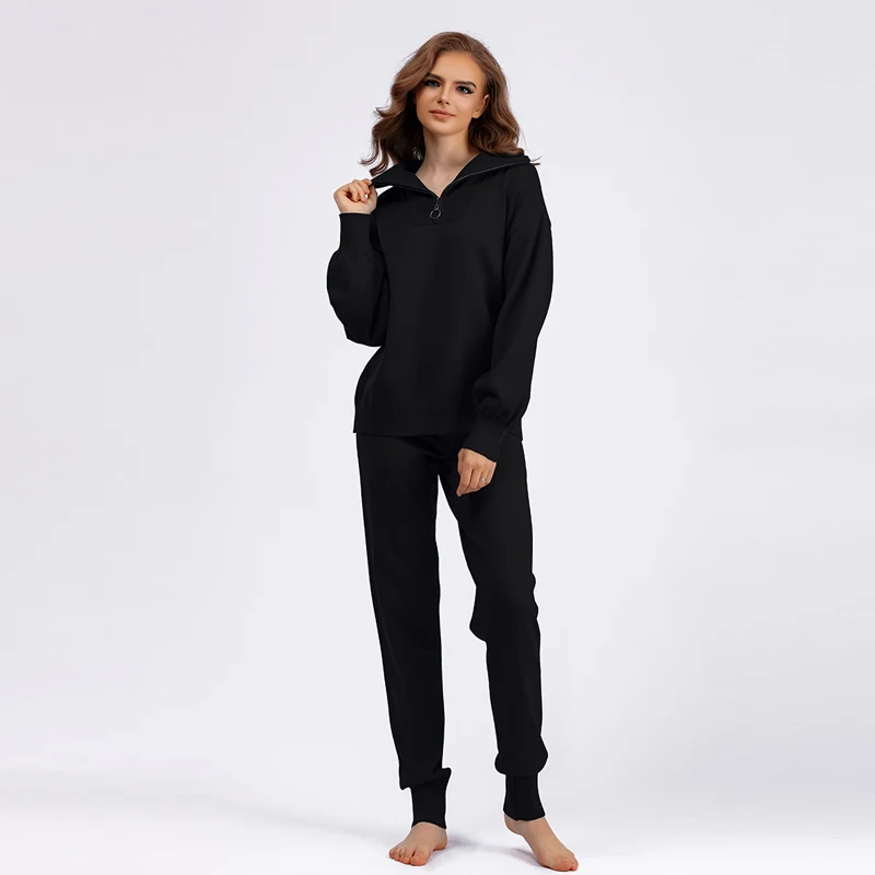 

Long Sleeve Women's Set Two Pieces Casual Loose Womens 2 Piece Outfit Set Winter Warm Full Sets Women's Top And Bottom Set 2024