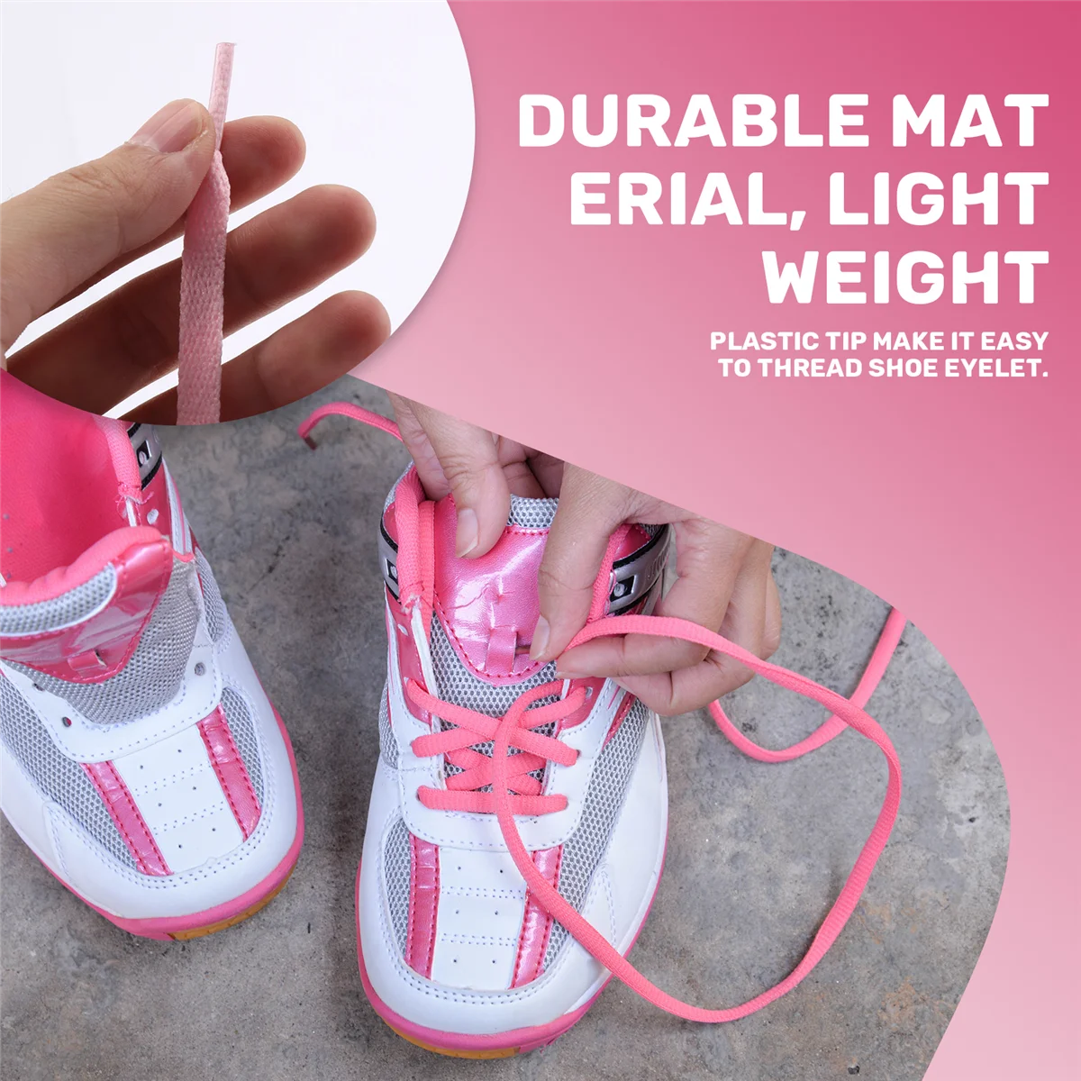 Beauty 44" Solid Flat Shoelaces Strings Laces for Sneaker Pink