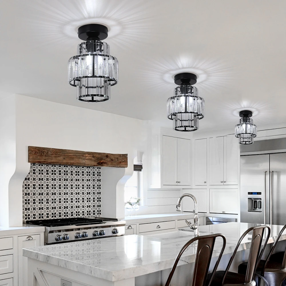 Modern Crystal Ceiling Lamp Led Hanging Lights Home Appliance Dining Room Nordic Loft Chandelier Bedroom Bedside Decora Fixtures