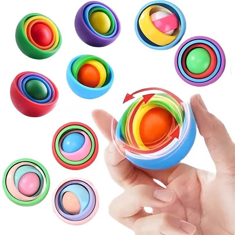 3D Rotation Ball Fidget Gyro Sensory Toys Hand Fidget Spinner Gyroscope Toys for Children 5 To 10 ADHD Autism Stress Relief Toy