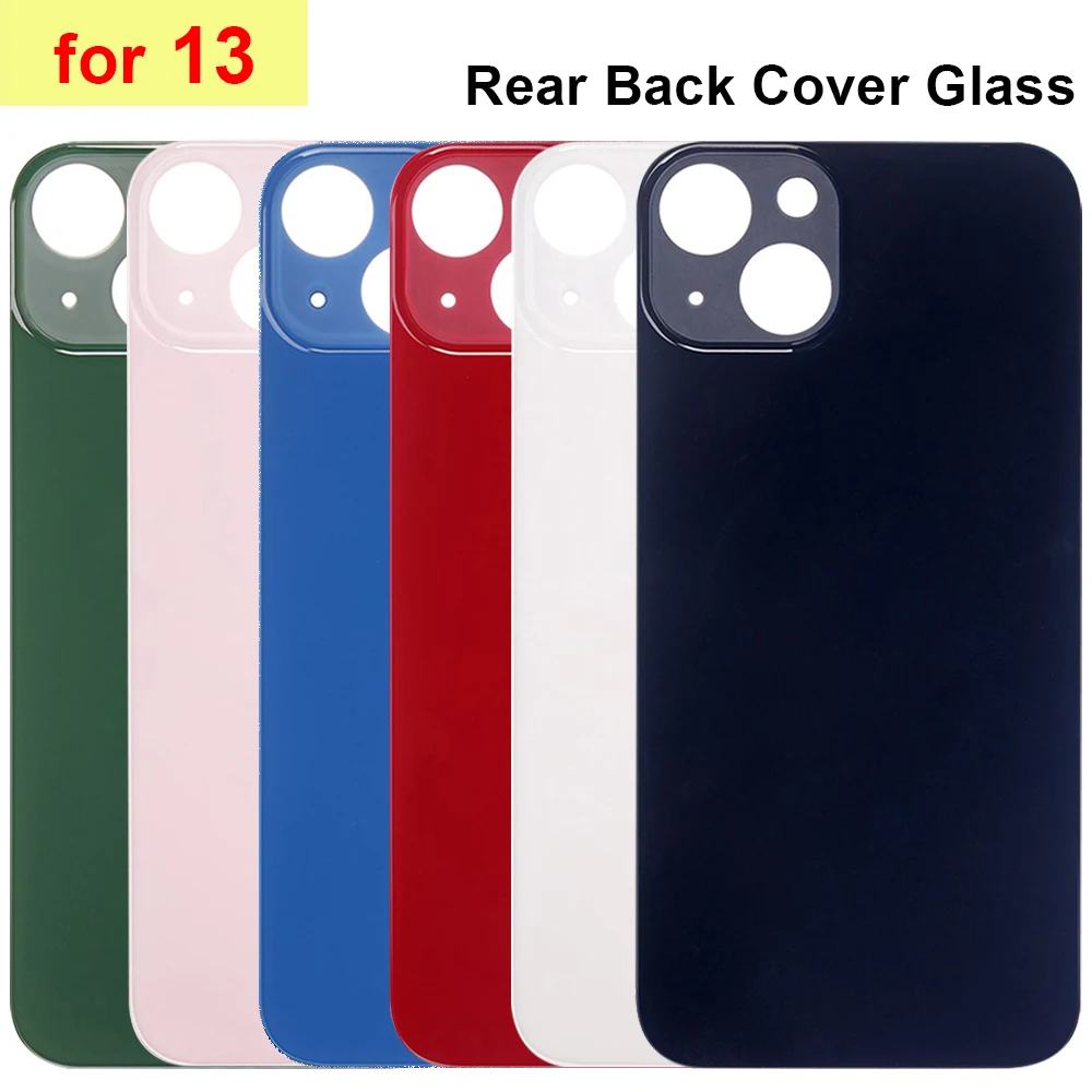 Verre arrière + colle 3M pour IPhone 13, coque arrière en verre, boîtier de remplacement rapide, couvercle de batterie, verre arrière à grand trou