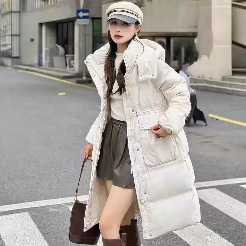 2025 hiver femmes doudoune ample à capuche sangle Tube droit Pike veste